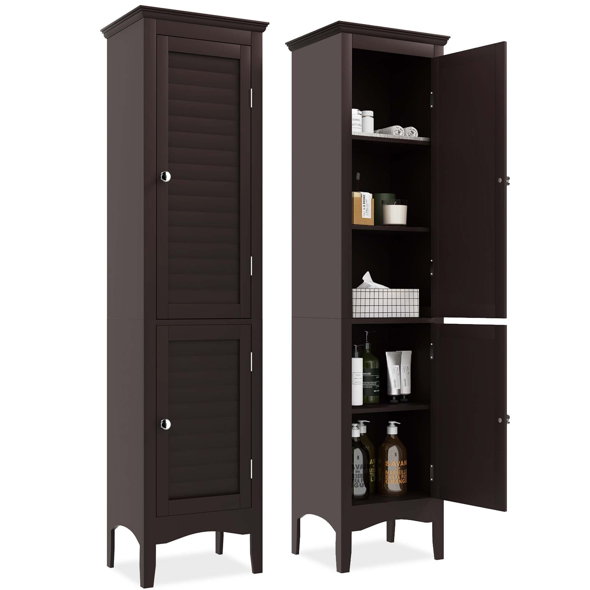 Dropship Tall Narrow Tower Freestanding Cabinet With 2 Shutter