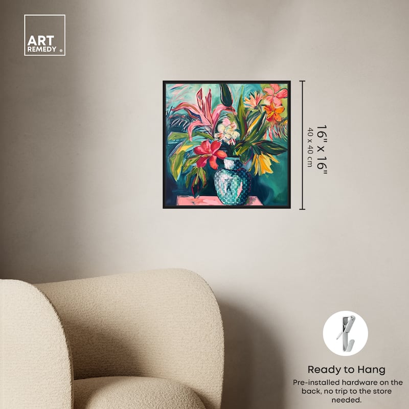 Art Remedy Vase Of Tropical Flowers Framed Flowers In Vase Paintings