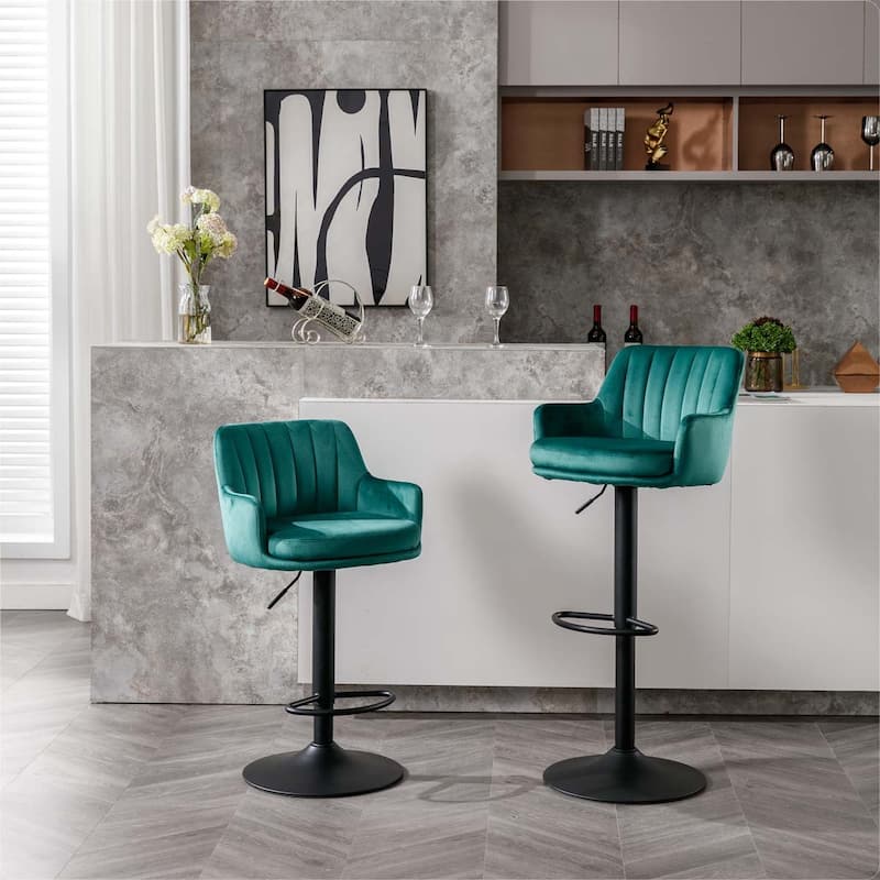 Bar Stools Set of 2 - Adjustable Barstools with Back and Footrest