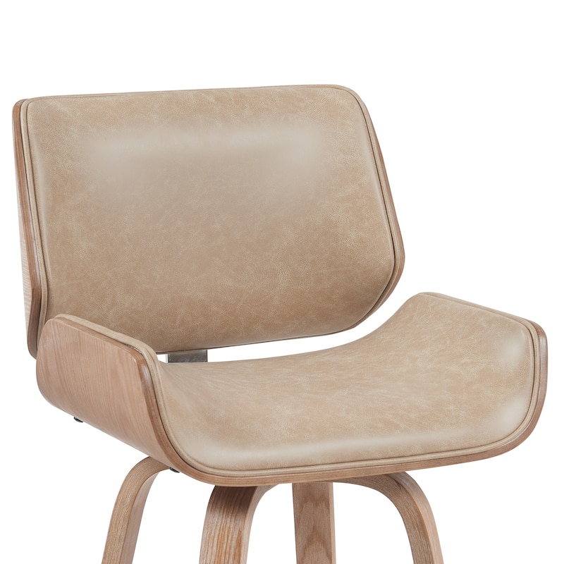 Tyler Mid-Century Swivel Bar Stool, Upholstered Counter Height Chair with Bentwood Legs