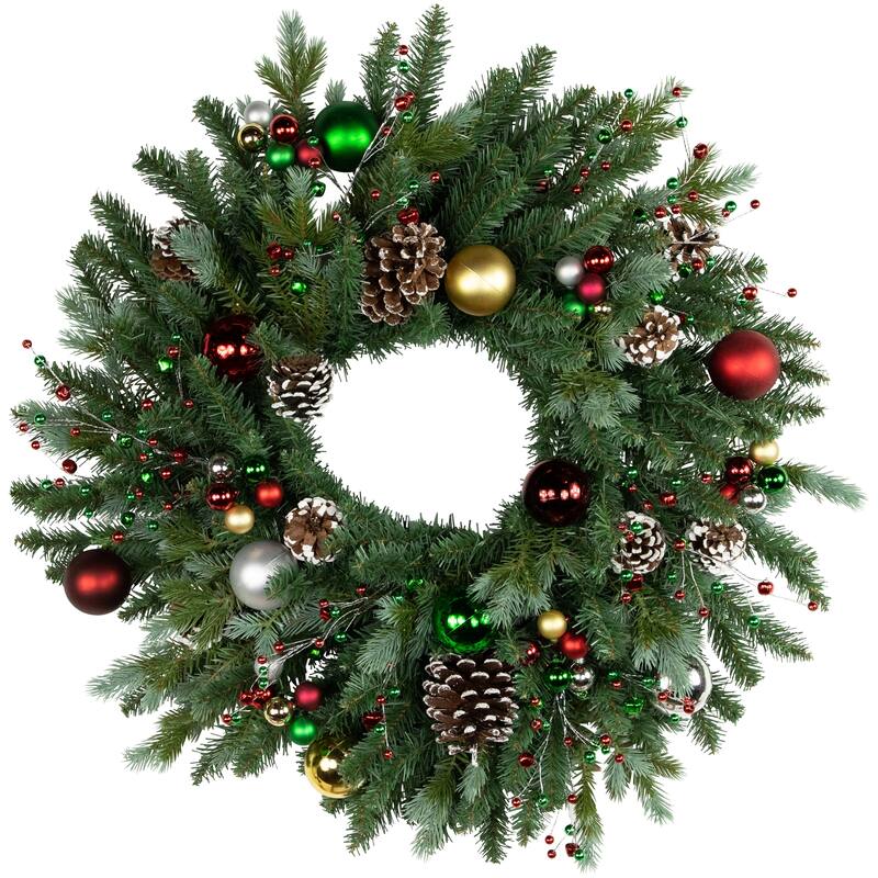 Shatterproof Ball Ornament Christmas Pick - 6.75" - Traditional Colors