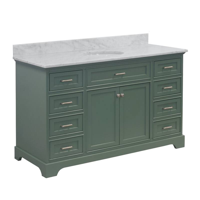 KitchenBathCollection Aria 60" Single Bathroom Vanity with Carrara Marble Top