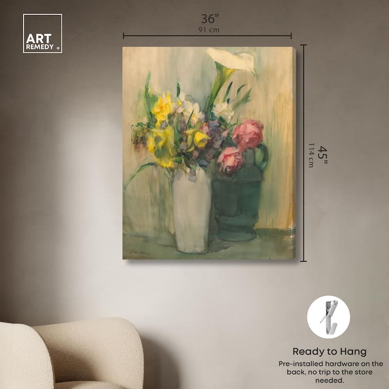 Flowers by Julian Alden Weir Canvas by Art Remedy, Gallery Wrapped
