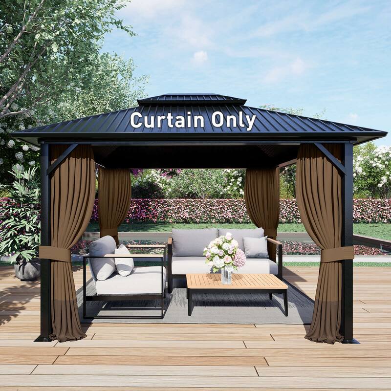 Aoodor Gazebo Curtain Replacement-Universal 4-Panel Sidewalls 10'x12', Curtain Only