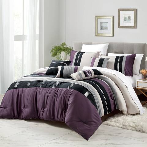 Wellco Bedding Comforter Set Bed In A Bag - 7 Piece Luxury Acima microfiber Bedding Sets - Oversized Bedroom Comforters