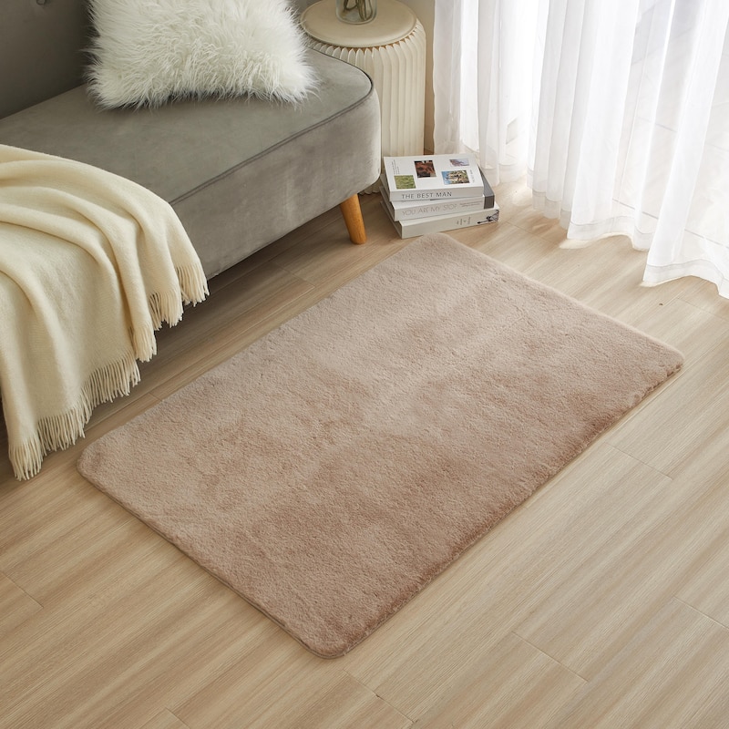 Nanshing Moira Solid Color Soft Shag Accent Rug - 30" x 46" - Taupe
