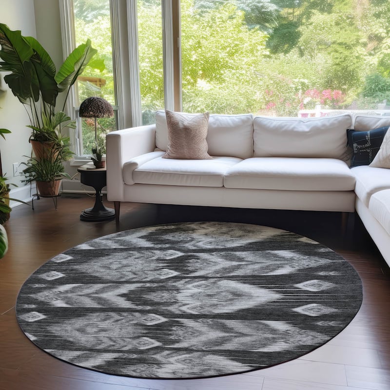 Machine Washable Indoor/ Outdoor Chantille Abstract Boho Rug
