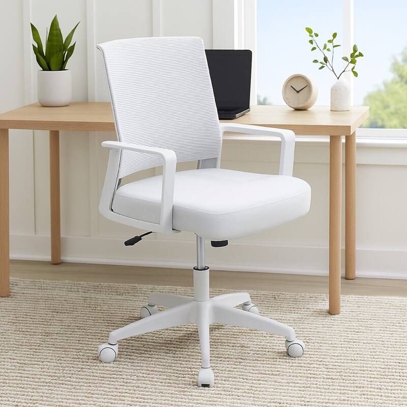 Commercial Rolling Task Chair, Gray Mesh, Foam Seat, Fixed Nylon Arms