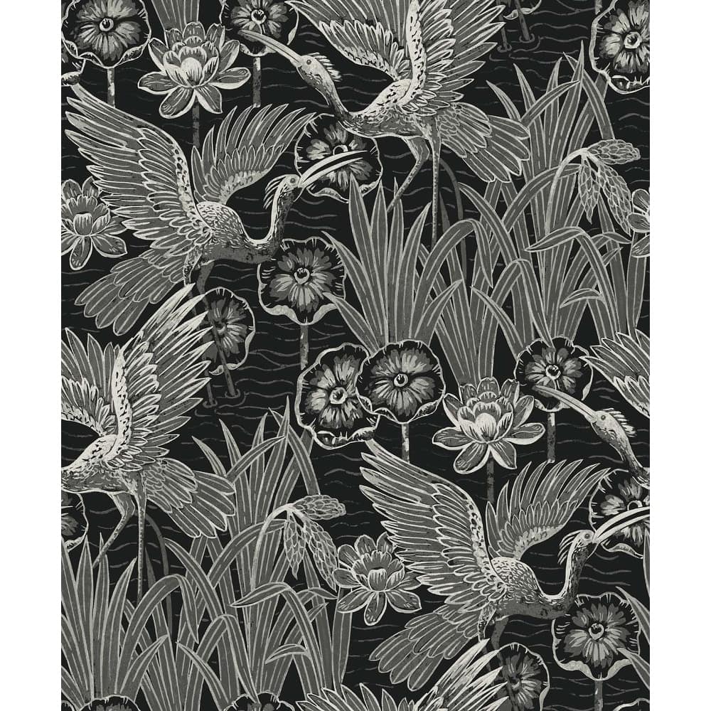 Seabrook Designs Marsh Cranes Nonwoven Unpasted Wallpaper