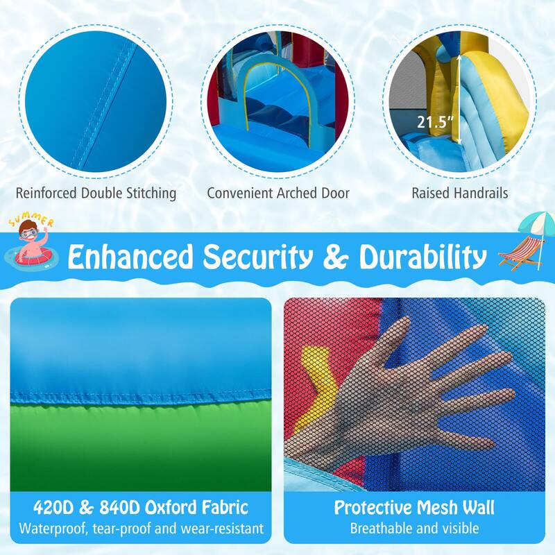 Costway Inflatable Water Park Kids Blow up Water Slide with Splash - Multi-Color - See Details