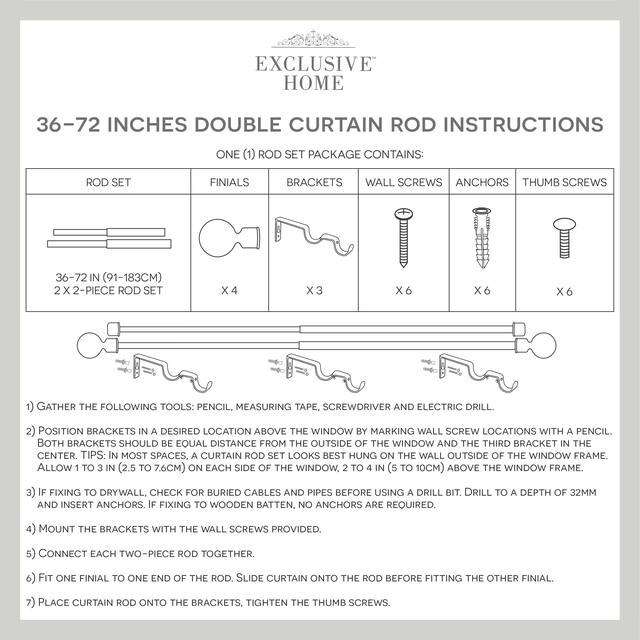 Exclusive Home Ogee Curtain Rod and Finial Set