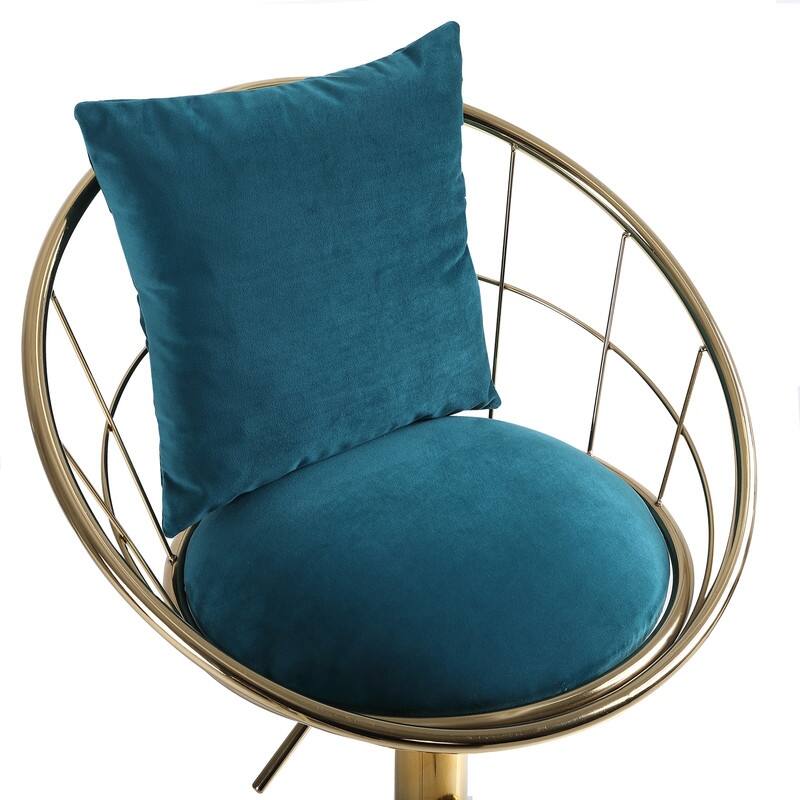 velvet bar chair, pure gold plated, 360 degree rotation, adjustable height,Suitable for dinning room and barset of 2