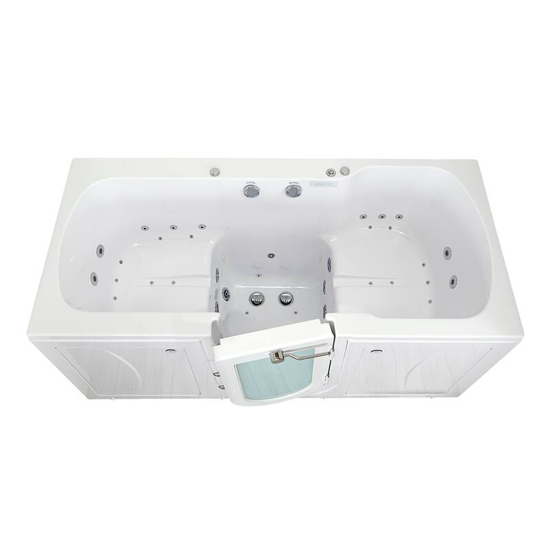 Ella Big4Two 36"x80" Hydro&Air&Foot Massage Acrylic Two Seat Walk-In-Bathtub, Outward swing Door, No Faucet, 2" Dual Drain