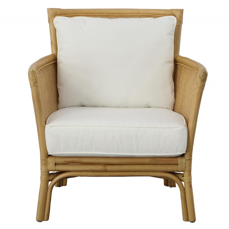 Uttermost 23766 29" Wide Rattan Framed Polyester Accent Chair - White / Woodtone