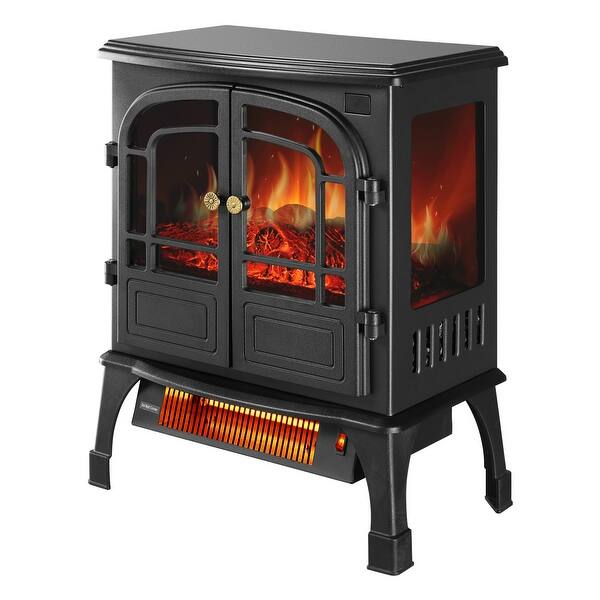 Ainfox Stove Heater With Remote Control And 12h Timer Portable Electric Infrared Quartz Heat Log Flame Realistic Flame Effect Overstock 32439123