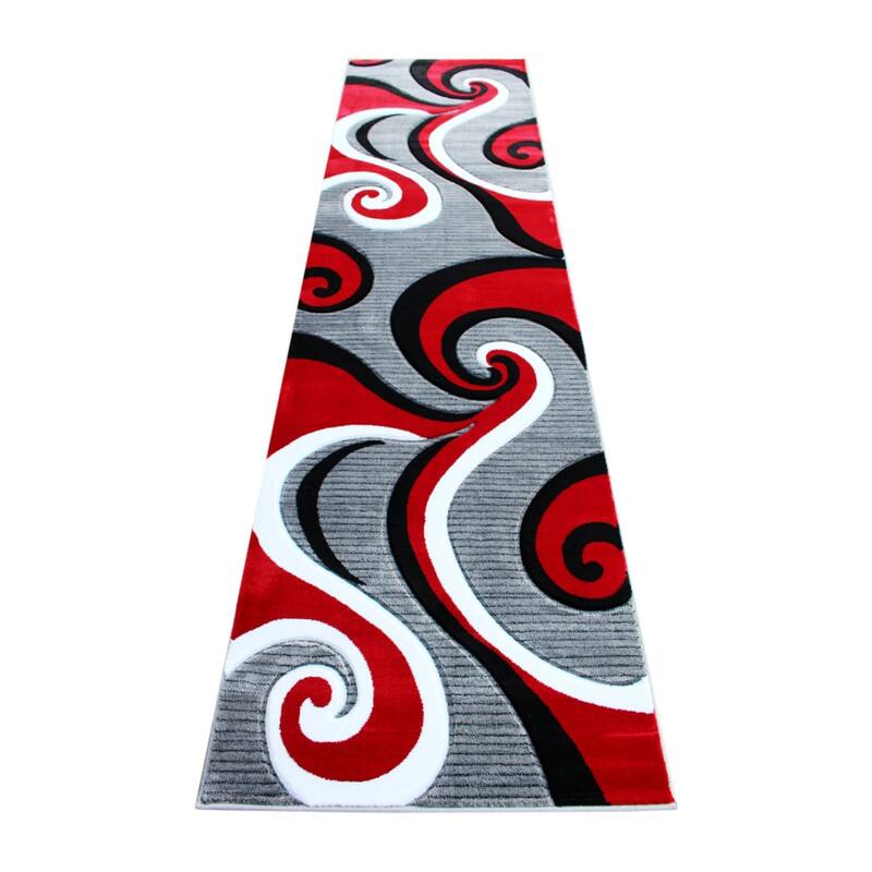 Modern High-Low Sculpted Swirl Design Abstract Area Rug