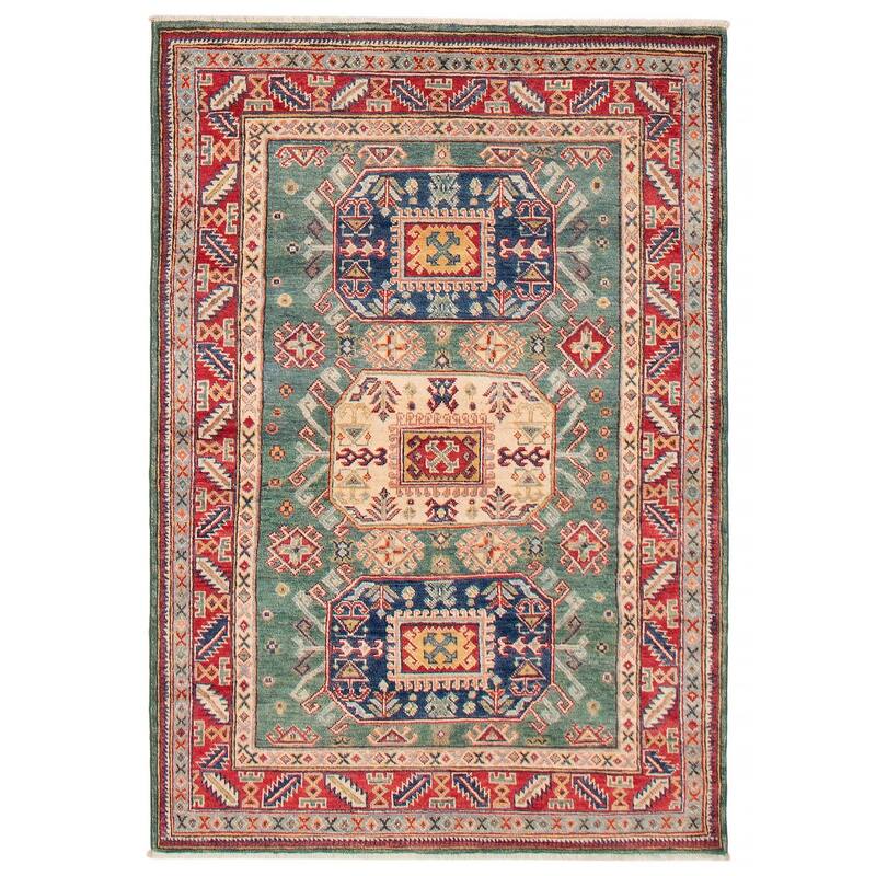 ECARPETGALLERY Hand-knotted Uzbek Ghazni Teal Wool Rug - 4'1 x 5'11 - Teal - 4'1 x 5'11