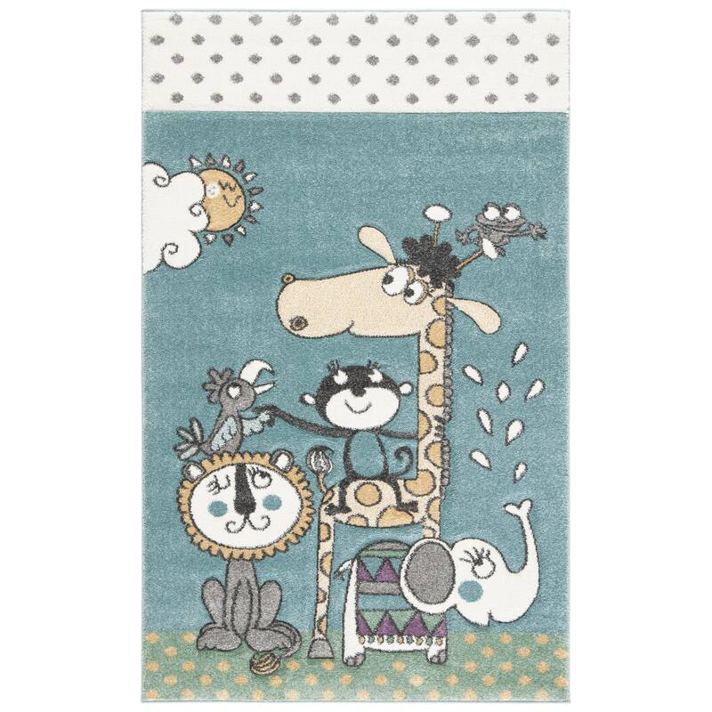 SAFAVIEH Carousel Kids Ljerka Animal Rug - 2'3" x 4' - Ivory/Blue
