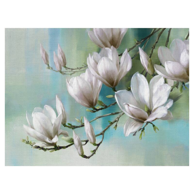 Magnolia Morning Teal by Rogier Daniels Canvas Art Print