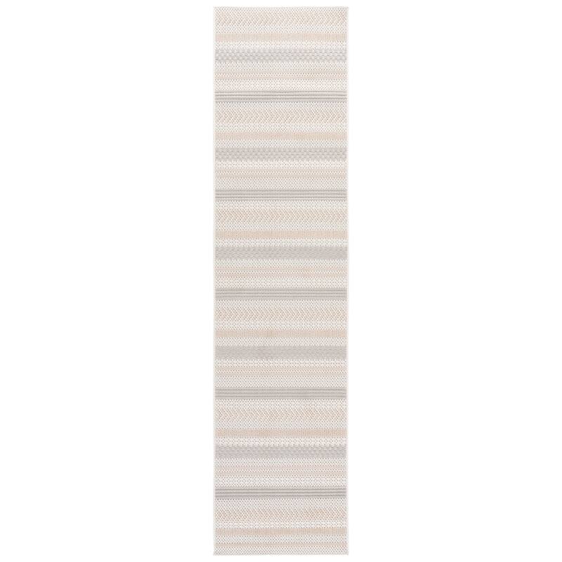 SAFAVIEH Veranda Fetije Washable Indoor/Outdoor Rug - Weather Resistant & Easy Cleaning - 2'2" x 9' Runner - Ivory/Beige Grey