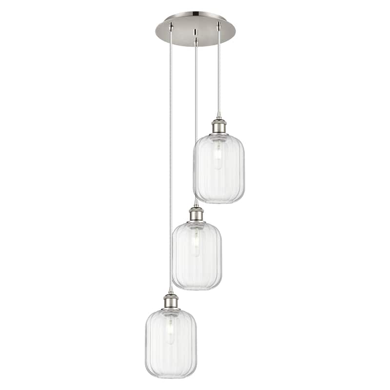 Innovations Lighting Endless Possibilities Ballston - Preston - 3 Light 13" Jar Shade Cord Hung Multi Pendant - Clear/Polished Nickel