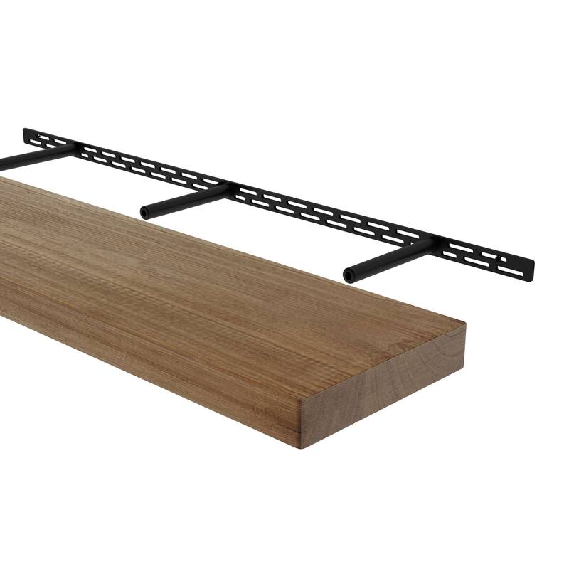 Wallniture Bois Wood Board 48" Long, 10'' Deep, 2" Thick, Hidden Bracket Shelf for Wall, Kitchen Shelf, Special Walnut, 1Pc