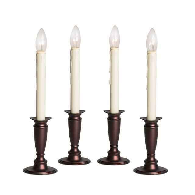 Battery Operated Bi-Directional LED Adjustable Base Candle 4-pack - Brown