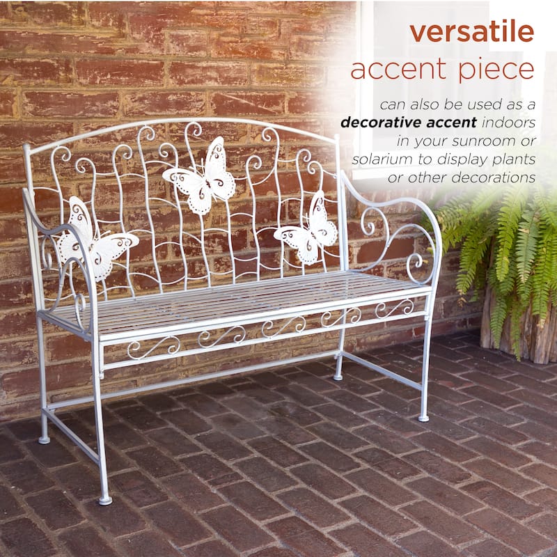 Alpine Corporation 44"L Indoor/Outdoor 2-Person Classic Metal Garden Bench