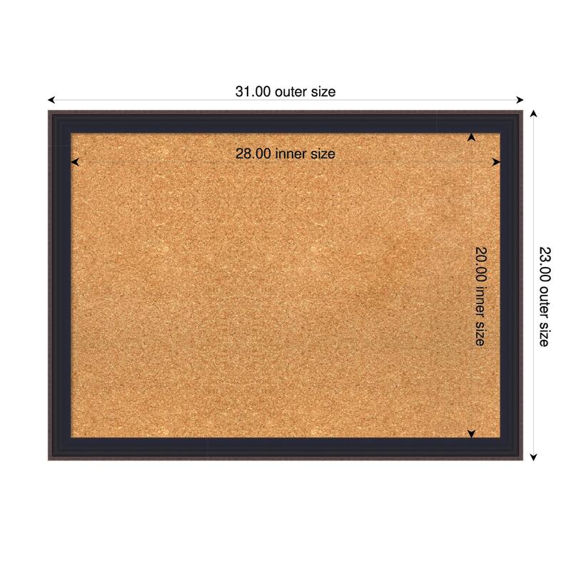 Havana Black Bronze Framed Cork Board - Bulletin Board, Organization Board, Pin Board - Natural - 31 x 23 in