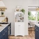 preview thumbnail 5 of 4, Two-Door Tall Kitchen Storage Cabinet with Open Shelves - White