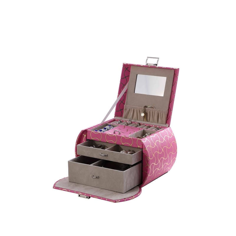 8.8" Long Travel Jewelry Organizer Case, Hot Pink