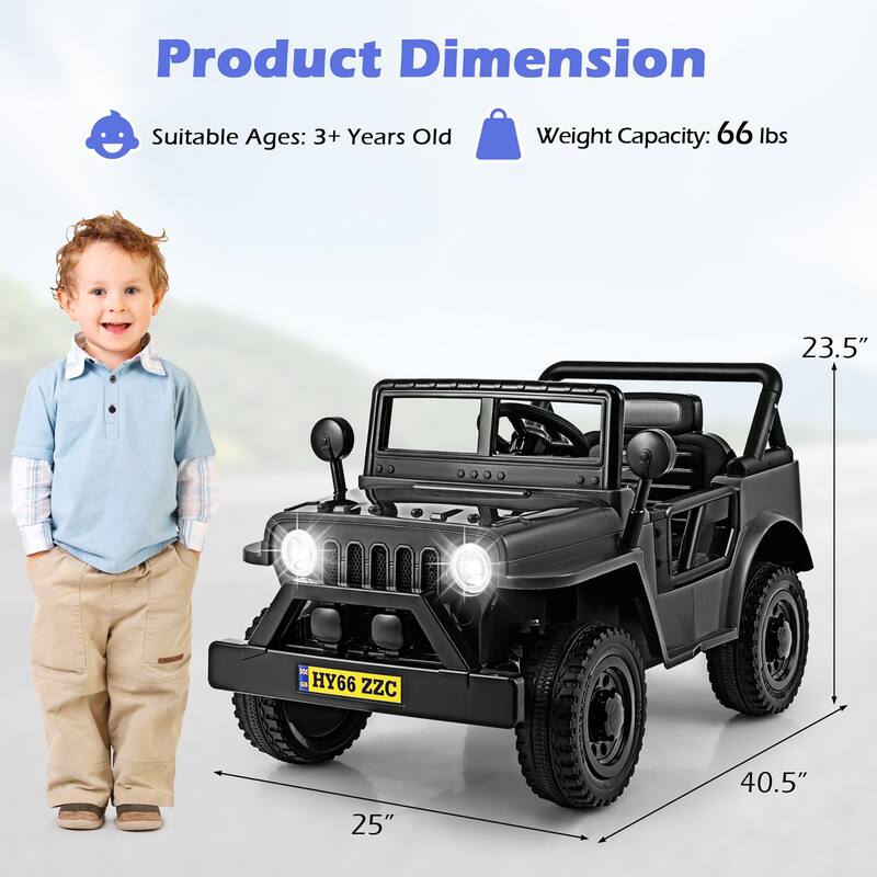 Gymax 12V Kids Ride on Truck Car w/Remote Control Threaded Wheels 3