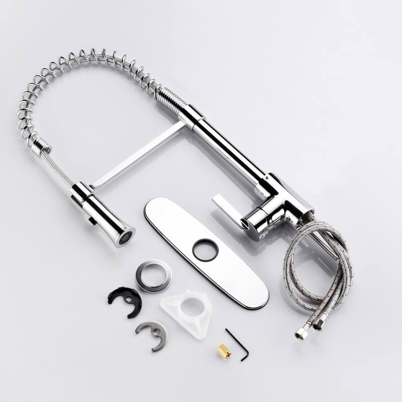 UltraFaucets Euro Collection Spring Spout Kitchen Faucet With Pull-Down Spray