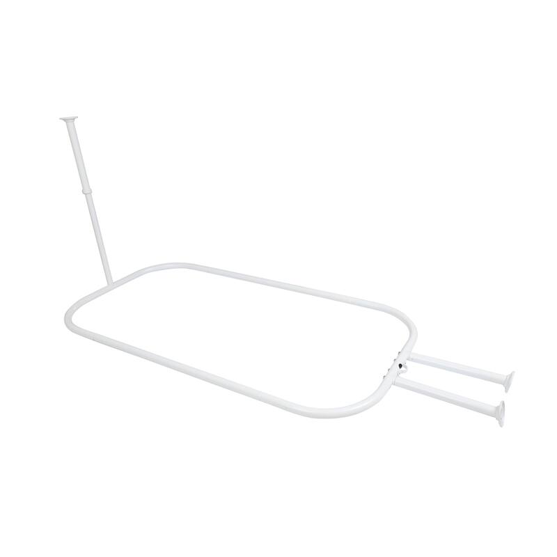 Utopia Alley Rustproof Wall Mounted Aluminum Hoop Shower Rod With Ceiling Support for Clawfoot Tub, 46 * 22 in, White