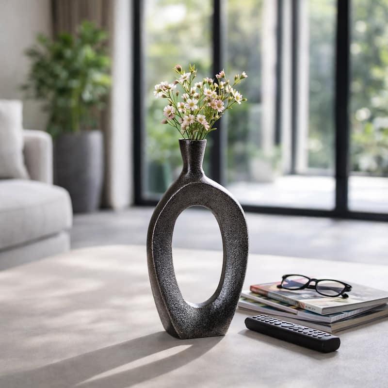 Modern Metal Open Cut Out Bud Vase - Tall Flower Vase