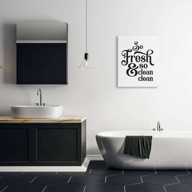 Stupell So Fresh And Clean Phrase Laundry Room Humor Canvas Wall Art - White