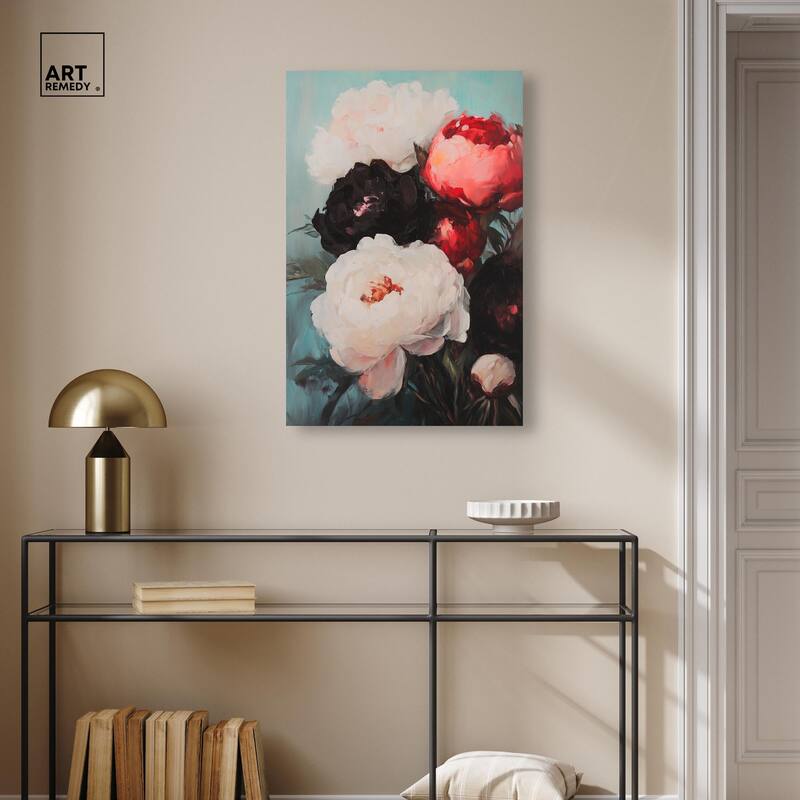Three Shades of Peony II Canvas by Art Remedy, Gallery Wrapped