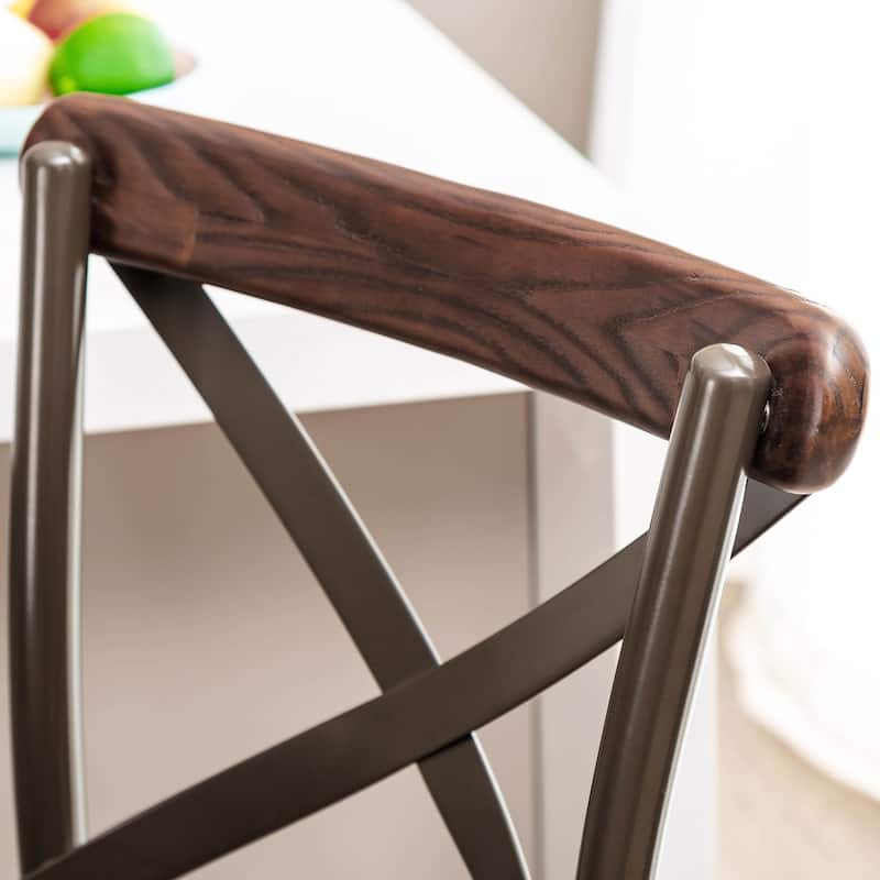 Glitzhome Industrial Rustic High Bar Stools with Wood Seat