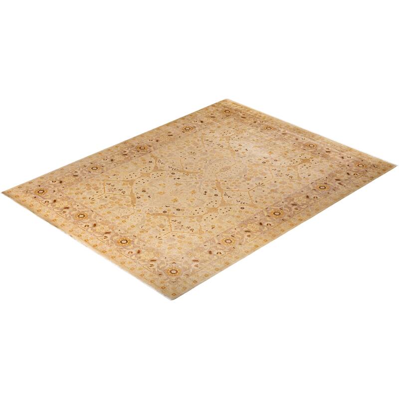 Overton Hand Knotted Wool Vintage Inspired Traditional Ottoman Ivory Area Rug - 9' 1" x 12' 0"