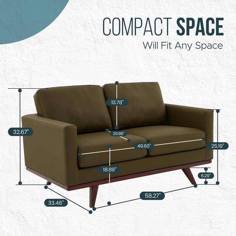 Chester Modern Loveseat 2 Seater Sofa Couch in Leather or Mesh Upholstery With Birch Wood Base for Living Room Bedroom Office