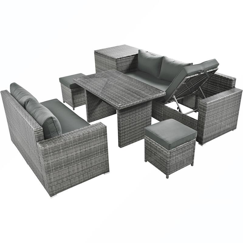 6PCS PE Rattan Sofa Set With Storage Box