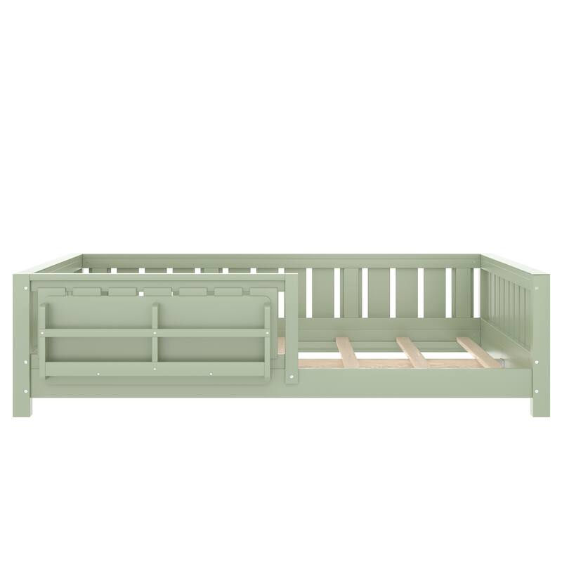 Full bed with built-in bookshelf and high-quality safety guardrail