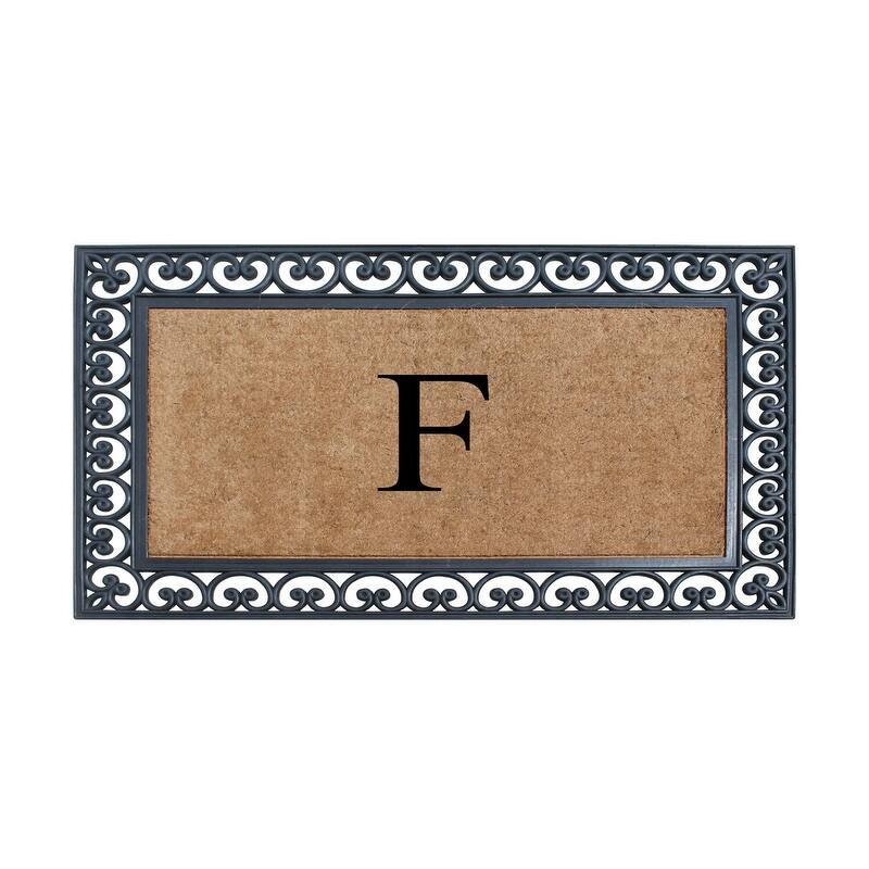 A1HC Natural Rubber and Coir Monogrammed Front Porch Entry Doormat 30"X48" - F