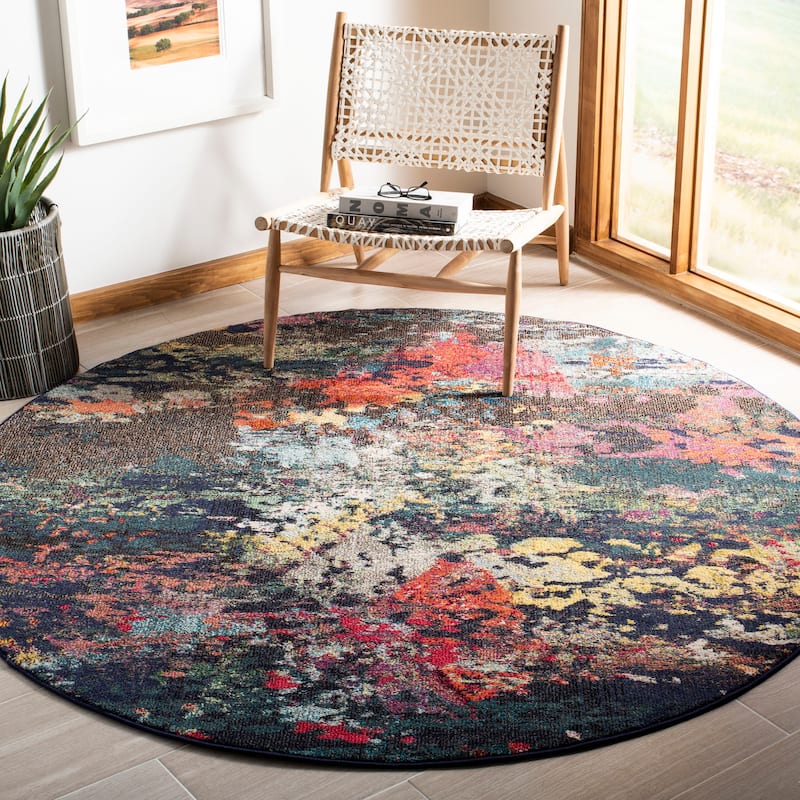 SAFAVIEH Monaco Hilel Boho Rug - 6'7" Round - Brown/Teal
