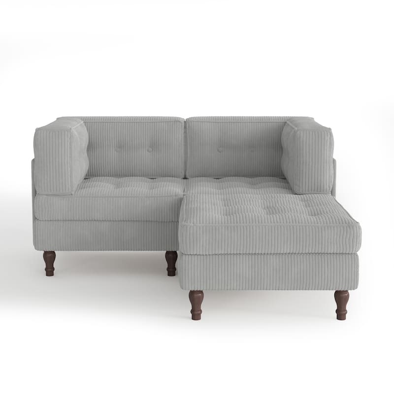 Corduroy Upholstered Modular Corner Sectional Sofa with Reversible Ottoman