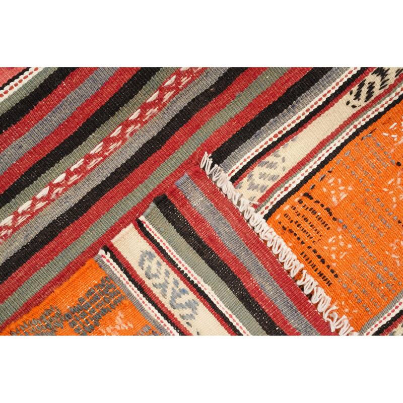 Hand Woven Oriental 100% Wool Carpet Southwestern Tribal Multi-Colored Kilim Area Rug - 8' 11'' X 5' 4''