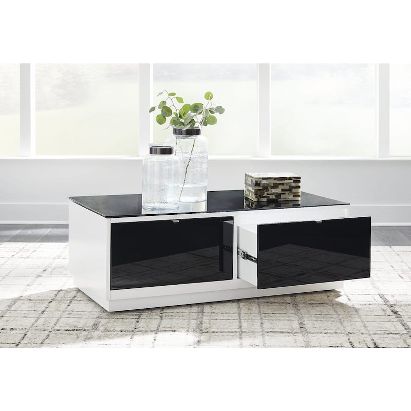 Signature Design by Ashley Gardoni White/Black Coffee Table - 47.38" W x 23.75" D x 17.13" H