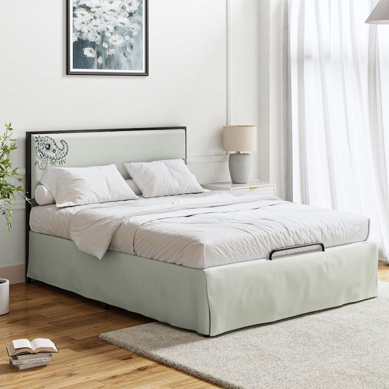 Oliver Modern Washable Slipcover Bed Upholstered Metal by HULALA HOME