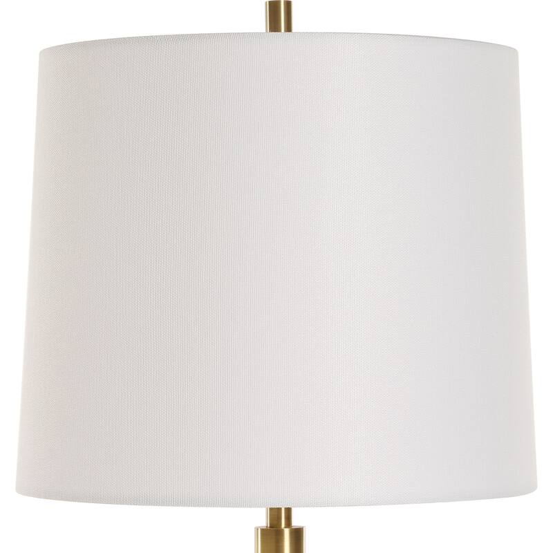Buffet Lamp with Linen Drum Shade - 36.25" - Brass Finish