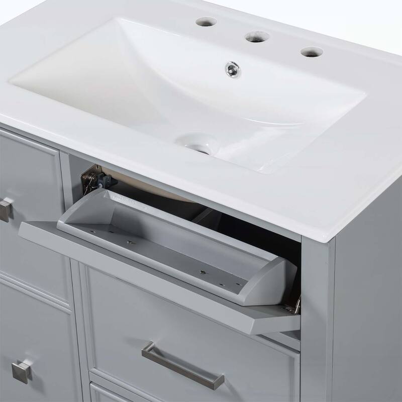 Freestanding Vanity Set with Drawers & One Flip Drawer